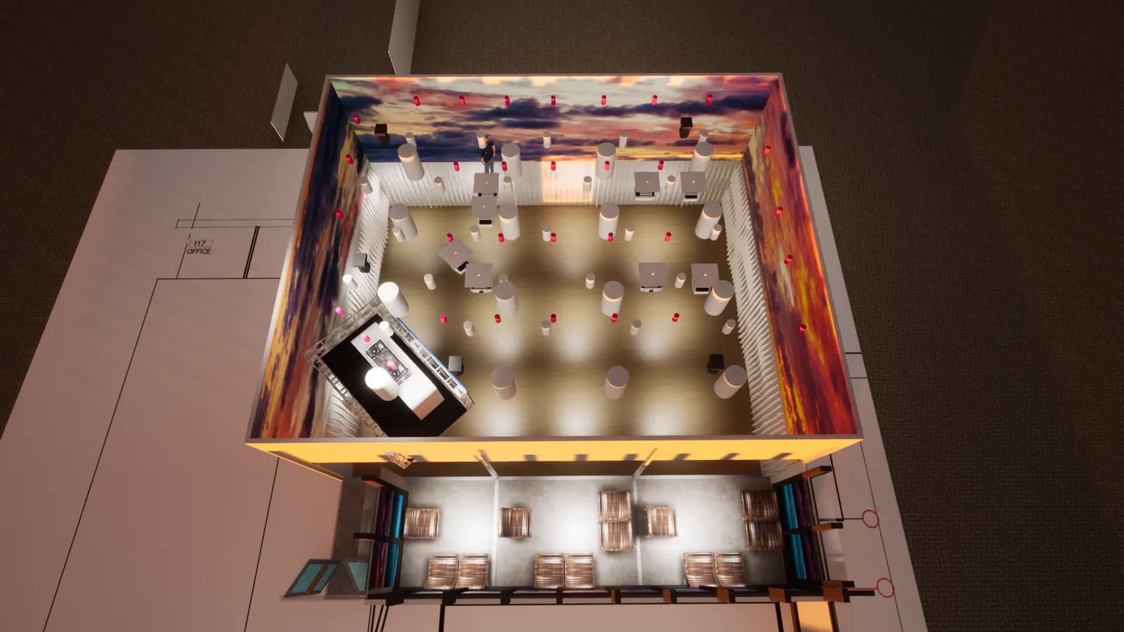 3D interior visualization of the Dallas nightclub concept — image 5 of 14.