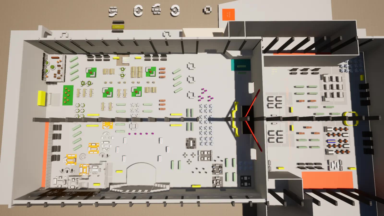 Overhead 3D layout visualization of the IPW Chicago venue — image 3 of 8.